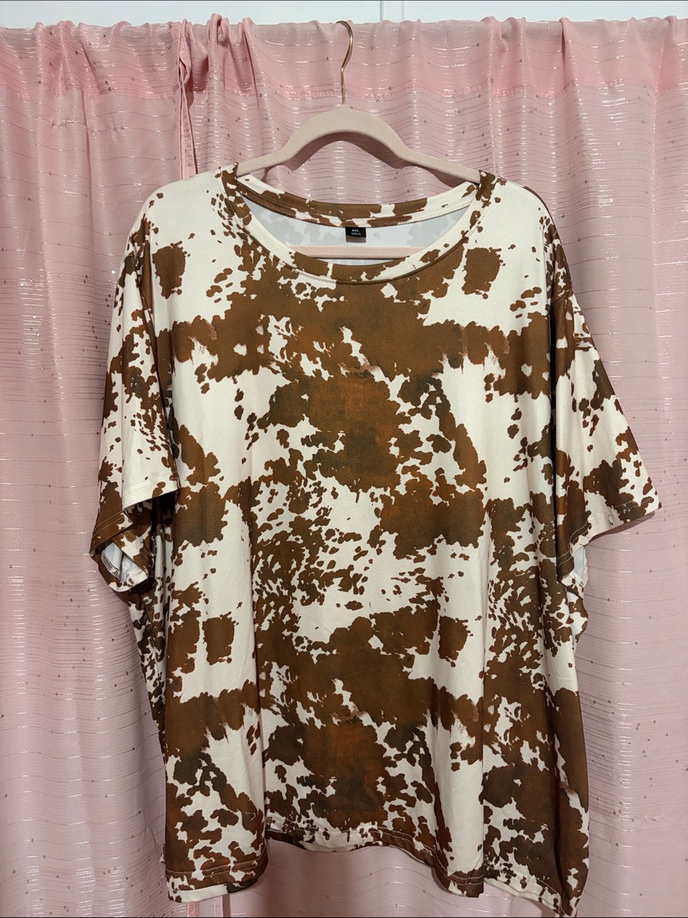 SHEIN Brown and White Cowprint Short Sleeve Tee